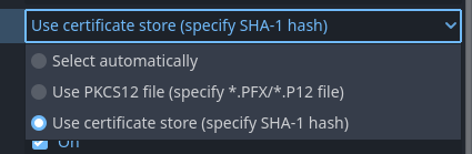Code Sign Identity options in a Godot Windows project