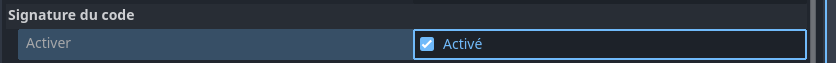 Activation dans Godot de l'option de signature de code pour un projet Windows